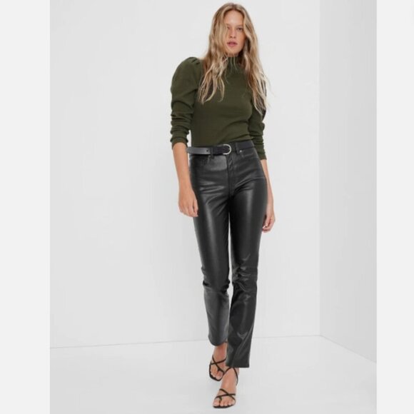 GAP High Rise Vegan Leather Vintage Slim Ankle Jeans Black Size 30/10 RT$90 NEW - Picture 1 of 15